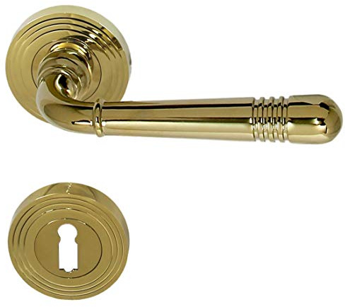 Häusler Onlinehandel GmbH Türbeschlag 1662 Helena R BB Messing poliert PVD Türdrücker Türklinke Türgriffe