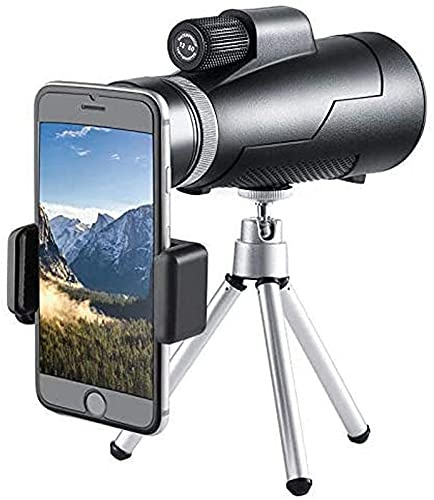 Monocular Impermeable 12X50 HD con Soporte para teléfono Inteligente Trípode Binoculares de Prisma BAK4 Lente Ocular Grande Telescopio terrestre para Caza para Adultos Observación de Aves Caza al