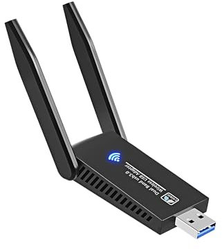 Mokeum USB WiFi Dongle 1300Mbps, WiFi-Adapter 802.11 AC Dual Band 5GHz/2, 4GHz schnell 3.0 High Gain 5dBi mit doppelter Antenne Netzwerkadapter für PC Desktop Laptop Unterstützt Windows Mac und Linux