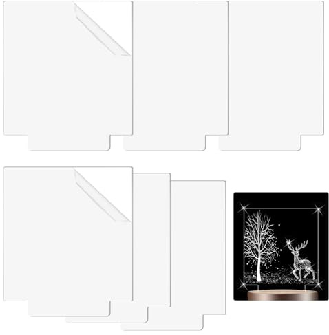 Worldity 10Pcs Rectangle Acrylic Sheet for Light Base, 4mm Plastic Glass Panel for Table Sign, Rectangle Acrylic Blanks with Square Acrylic Blanks for DIY Display Project (5 x 5.82 0.15)