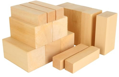 LDXDRU 15 Pieces Basswood Carving Wood in 3 Sizes, Basswood for Carving, Carving Wood Blocks, Carving Set for Beginners, Professionals (10 x 2.5 x 2.5 cm, 10 x 5 x 5 cm, 10 x 5 x 3 cm)