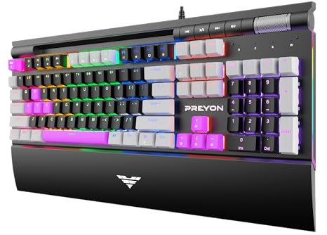 PREYON Long Scratch Brown | Mechanisch/Gaming Tastatur | RGB Hintergrundbeleuchtung | Aluminiumgehäuse | Braune Schalter | Magnetische Handballenauflage