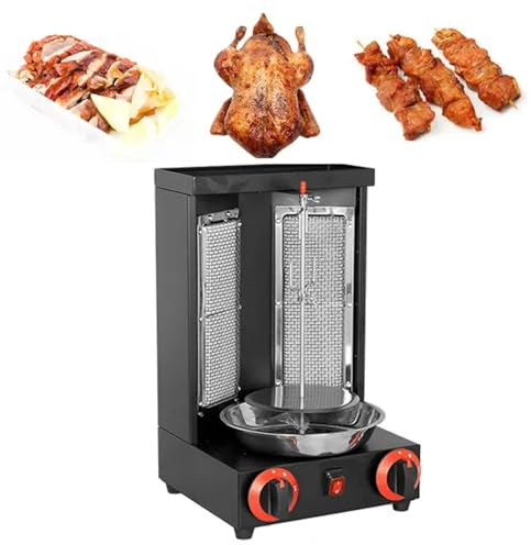 BDJSN Doner Kebab Machine, Commercial Automatic rotating grill with 2 Burners Temperature Adjustment 50-300℃, Electric Kebab Grill Vertical Broiler Gyro Meat Rotisserie for Restaurants, bars