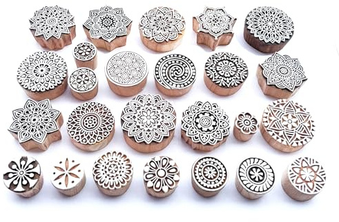 Royal Kraft Round Mandala Wooden Block Printing Stamps (Set of 25) Bulk01_25G