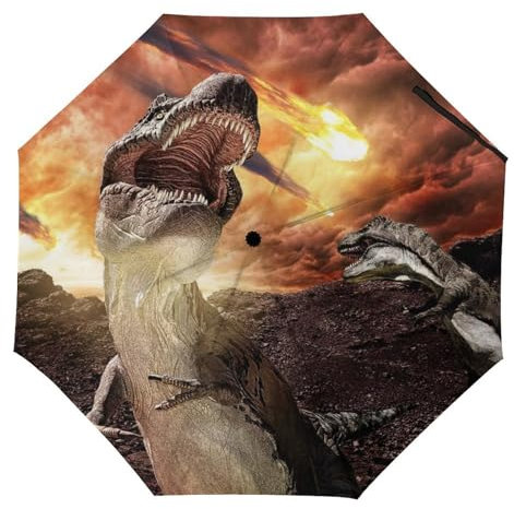 YBQLNP Regenschirm Sturmfest Vulkanischer Dinosaurier Automatik Taschenschirm Mit Schirmtasche Uv Faltbarer Regenschirm