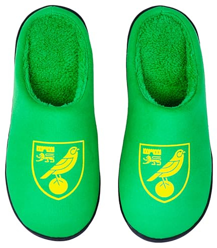 Norwich City FC Kids' Mule Slippers (UK 2-3) Official Licensed Indoor Shoes Comfortable House Footwear for Boys & Girls Perfect Fan Gift