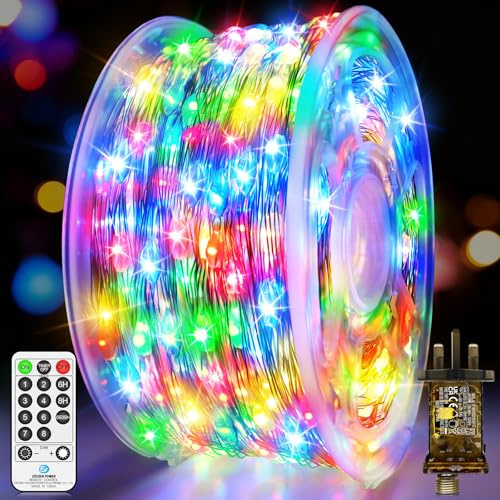 138 FT 400 LED Fairy Lights Plug in Outdoor Christmas Lights Copper Wire String Lights with Remote Timer 8 Modes Waterproof for Indoor Outside Garden Tree Bedroom Party Wedding Decoration Multicolor