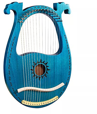 OWOHYG Lyra-Harfe, 16 Saiten, Instrument aus massivem Mahagoniholz, mit Stimmschlüssel, Plektrum, Aufklebern, zusätzlichem Saitensatz, Geschenk für Musikanfänger, Kinder und Erwachsene(Brown)