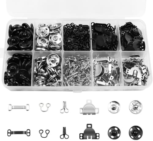 200 Stück Druckknöpfe Zum Annähen Set, Hosenhaken und Ösenverschlüsse Haken und ösen Zum Annähen BH Haken für Rock, Hose, Kleid, Nähen, Basteln