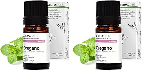 BIO - Aceite Esencial ORÉGANO COMÚN - 5mL - 100% Puro, Natural, Quimiotipado y Certificado AB - AROMA LABS (Marca Francesa) (Paquete de 2)