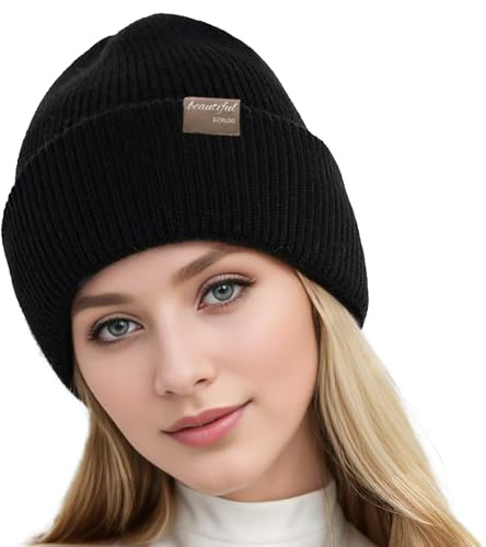 CCAIPU Strickmützen für Damen, Winter Cuffed Beanie Weich Stretchy Warme Mütze