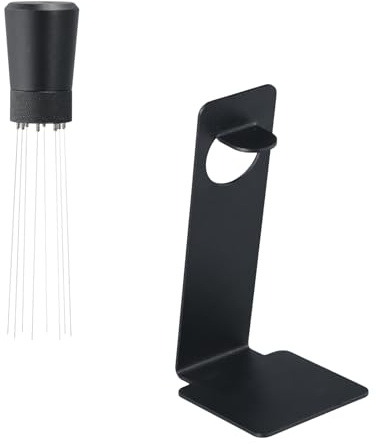 Godneei Espresso Coffee Stirrer, Adjustable Coffee Distribution Tool, Removable Coffee Accessories for Home, Coffee Tamper Set with 8 Needles 0.25 mm, Coffee Distribution Tool with Stand