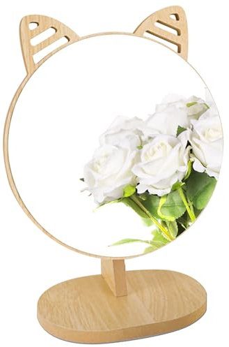 Gwezmxs Bois Petit Miroir sur Pied, Miroir de Table pour Maquillage de Bureau