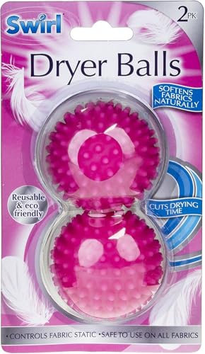 Eco-Friendly Pink Dryer Balls - Reusable Laundry Tumble Balls for Faster Drying and Softening Pack of 2