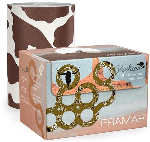 FRAMAR Cow Print Hair Foil – For Highlighting, Hair Color Foil Rolls, Salon Foils For Hair Highlighting Kit, Hair Color Foils For Hair Stylist 320 ft