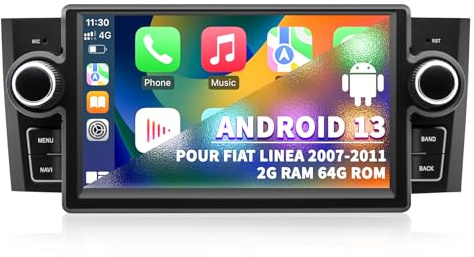 Autoradio pour Fiat Linea 2007-2011 Punto 2005-2009, CarPlay/Android Auto