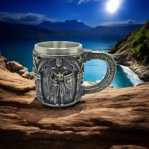 Osiris Trading UK Chope Guerrier Chevalier Templier - Chope à bière gothique médiévale - Vaisselle fantaisie historique