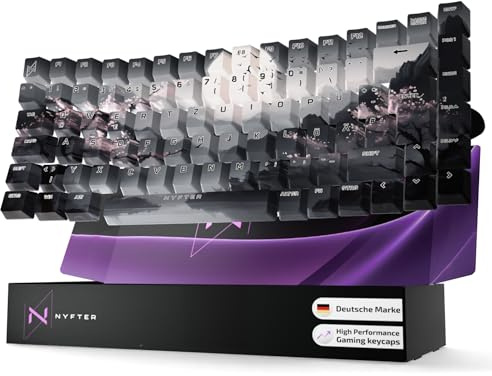 Nyfter - Premium Sakura V3 Keycaps ISO 60% und 75% Custom Keycaps ISO Layout für Mechanische Tastaturen (75%)