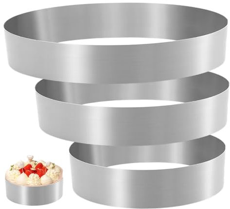 Cake Ring Set of 3 4in/6in/8in Stainless Steel Cake Mold Smooth Thickened DIY Pastry Rings Washable Reusable Baking Rings for Home Bakery Cakes Shop