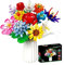 Bouquet di fiori eterni da assemblare – 12 fiori, regalo originale donna, idea decorativa per casa, compleanno, San Valentino, festa della mamma, 1064 mattoni da costruzione
