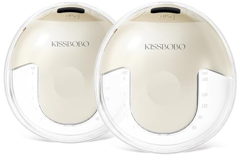 KISSBOBO K5 Electric Breast Pump, Wearable Electrical Pump, Hands Free 19 Levels 4 Modes, Leak-Proof Design, 320mmHg Strong Suction, Low Noise Breasts Pumps (Beige 2 pcs)