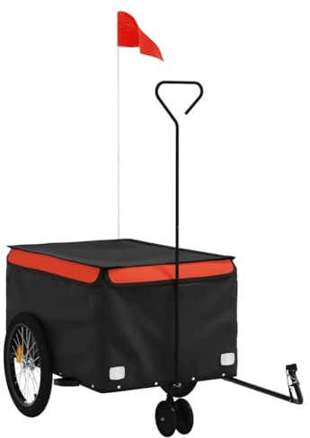 vidaXL Remolque para Bicicleta Hierro Negro y Naranja 30 kg