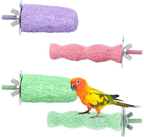 Ferizzia 4 Stück Vogel Sitzstangen, Vogelstange für Papageien, Schleifharz, Kaustäbe zum Schleifen von Vogelzähnen, für Kakatoo, Lorikeet, Kakadus, Nymphensittiche, Conures und Wellensitti.