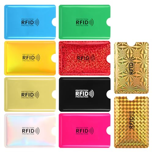 HonGien 10 custodie protettive per carte di credito RFID con blocco RFID, colorate, per portafoglio, passaporto, portachiavi