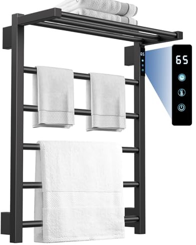 TURS Electric Heated Towel Rail for Bathroom, 620 * 500mm, Matte Black