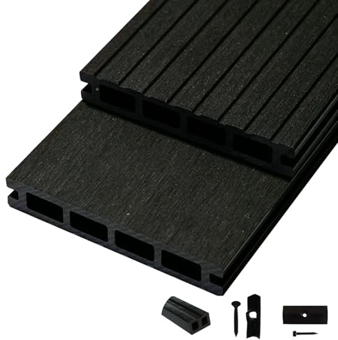 Woodstore24 WoodoRhodos Komplettset 2,4 m - Anthrazit - Bodenbelag Terrasse - Rutsch- & Wetterfest - Breite: 120 mm, Stärke: 20 mm - 6 m²