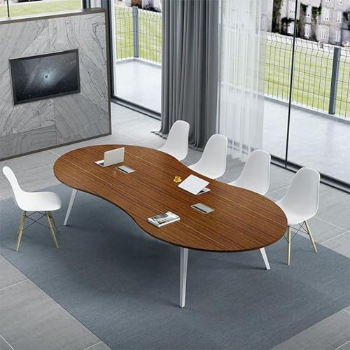 Konferenztisch aus Holz, Bootsform, runder Besprechungstisch für 4–6 Personen, Büro-Konferenzraummöbel (Braun, 360 x 120 x 75 cm)