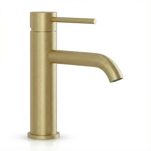 Bath Deluxe Søvang Wasserhahn Bad – Waschtischarmatur 18,3 cm, Waschbeckenarmatur Messing Matt, Anti-Fingerprint & Einfache Montage, Gebürsteter Edelstahl, Modernes Dänisches Design