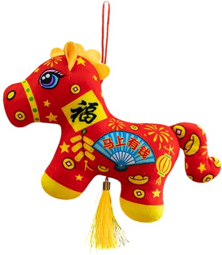 Peluche de caballo del Año del Caballo 2026, decoraciones colgantes de Año Nuevo Chino, figura de mascota adorable de 10 cm para decoración hogar