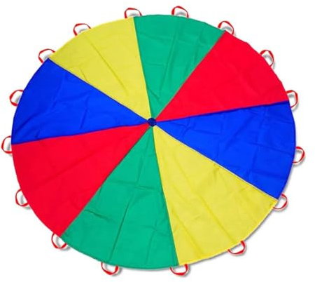 Regenbogen Schwungtuch Kinder Schaukel mit 12 Griffen für Kinder 3 m, Indoor/Outdoor Gruppenspiel für Schulen & Kindergeburtstage