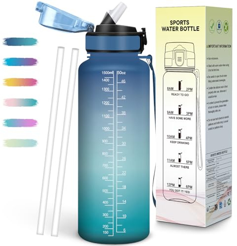 Mulbijeo Trinkflasche 1 5 Liter, Auslaufsicher, Trinkflasche Kohlensäure Geeignet, Sportflasche BPA-Frei, Wasserflasche mit Strohhalm, Flasche Sport für Outdoor, Wandern, Fitness, Radfahren
