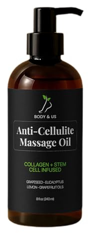 2026 Body and Us Anti Cellulite Massage Oil, 100% Natural Essential Oils with Collagen & Sunflower & Cellulite, Moisturizes & Smoother Skin for Full Body 240 ml (1 pc)