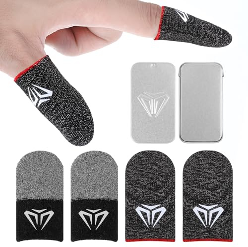 Sibba 4 Stück Gaming Finger Sleeve Atmungsaktive Gaming-Fingerhüllen Mobile Gaming Handschuhe Fingerlinge Silberfaser Touchscreen Daumenhülsen Finger Sleeve Daumenhülsen für Touchscreen Spiel Mobile