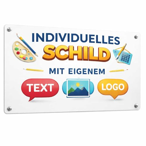NOMIRO - Schilder selbst gestalten - personalisiertes Aluverbundschild Weiß mit Wunschtext Foto oder Name - wetterfest UV beständig - Türschild Namensschild für Haus Wohnung Garten Funschild