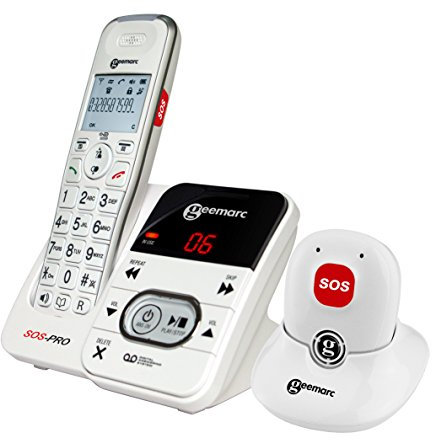 Geemarc Amplidect 295 SOS Pro - Amplified Cordless Telephone with Answering Machine and SOS Pendant for Emergency Situations - Low to Medium Hearing Loss - Hearing Aid Compatible - UK Version