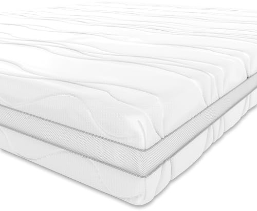 Amazon Basics Materasso Matrimoniale memory foam a 7 zone, Medio-rigido (H3), 160 x 190 x 20 cm, Bianco