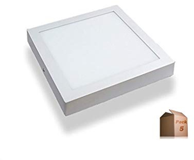 ONSSI Plafón de Techo LED 20W,Cuadrado 220x220 mm, Blanco Neutro 4000k,Superficie Panel LED Lámpara de Techo (Pack 5)