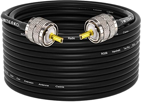 YOTENKO RG58 Coaxial Cable 49.2ft, CB Coax Cable, UHF PL259 Male to Male Coaxial 50 Ohm Coax Low Loss for HF VHF CB Radio, Ham Radio, SWR Meter, Scanner, Antenna Analyzer