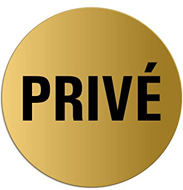 Plaque de Porte - Privé Ø 75 mm signalétique Aluminium aspet laiton Nr.39016-M