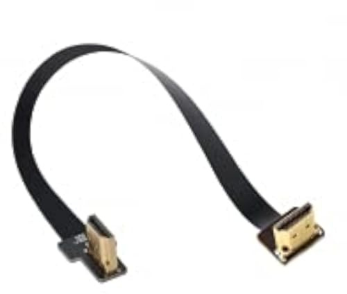 NFHK CYFPV Dual 90 Degree Right-Up Angled HDMI Type A Male to Male HDTV FPC Flat Cable for FPV HDTV Multicopter Aerial Photography 20CM