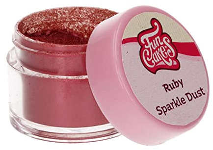 FunCakes Sparkle Dust Lebensmittelfarbe Pulver, Ruby | Glanzpuder für Lebensmitteln, Einfache Anwendung mit Pinsel, Für Torten, Fondant, Blütenpaste-Dekorationen und Zuckerblumen