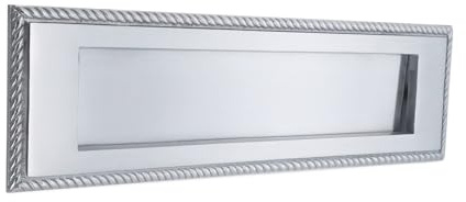 Solid Brass Heavy Sprung 10 x 3 Georgian Letter Plate Box Postal in Brass, Chrome & Satin Finish (Satin Chrome)