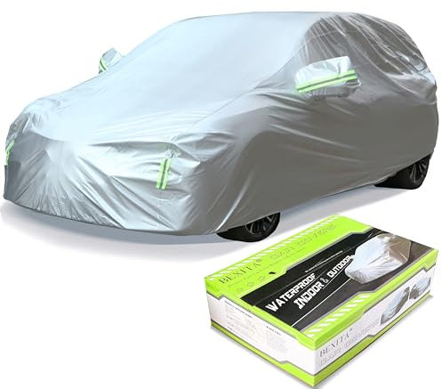 BEXITA Car Covers Waterproof Outdoor All Weather Windproof Snowproof UV Protection Full Car Covers Fit for Hatchback; Size M: MAX 157in/400cm