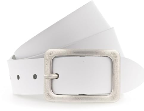 Vanzetti Damen Gürtel Leder Weiß 3,5 cm Damengürtel (110)