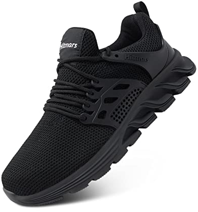 Hitmars Zapatos de Seguridad Hombre Zapatillas de Seguridad Mujer Zapatillas de Trabajo Punta de Acero Safety Shoes Calzado de Seguridad Ligero Negro EU 43
