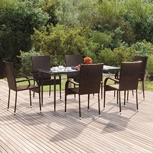 FIRBNUS Gartenmöbel-Set Tisch & 6 Stühle Outdoor-Möbel Gartentisch Und Stühle Gartentisch Mit Stühlen Gartensessel Tisch Mit Stühlen 160x80x74cm